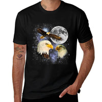 Three Bald Eagle Moon Meme Funny American Bird Eagles Lover  Eco-friendly Material T-Shirt
