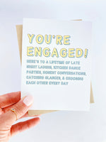 You're Engaged Here's to A Lifetime of Late Night Laughs