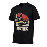 Vintage Retro I Love Motor Boating Funny Boater  Trendy Pattern T-Shirt