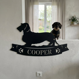 Custom Metal Wall Art - Personalized Dachshund Name Sign