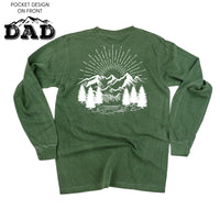 Dad w/ Mountains - Mountain Scene (pf&b) - Long Sleeve Comfort Colors Tee