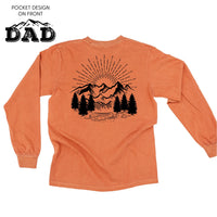 Dad w/ Mountains - Mountain Scene (pf&b) - Long Sleeve Comfort Colors Tee