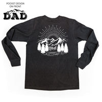 Dad w/ Mountains - Mountain Scene (pf&b) - Long Sleeve Comfort Colors Tee