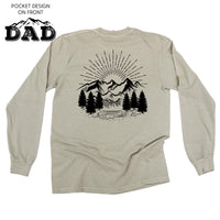 Dad w/ Mountains - Mountain Scene (pf&b) - Long Sleeve Comfort Colors Tee