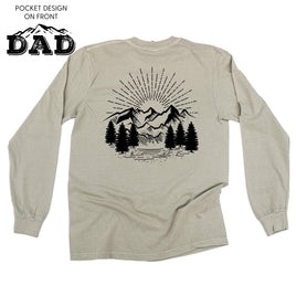 Dad w/ Mountains - Mountain Scene (pf&b) - Long Sleeve Comfort Colors Tee