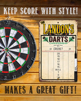 Personalized - Dart Scoreboard Dry Erase for Keeping Score in All Cricket Games, 301 or 501 - Magnetic Dry Erase Marker with Eraser - Metal Sign
