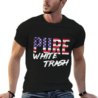 Funny Redneck, American USA Pure White Trash  Ribbed Collar T-Shirt