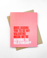 Funny Valentine's Day Card Defining the Relationship DTR