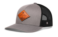 Diamond Mountain and Trees Trucker Hat Leather  |  Outdoors Snapback