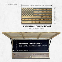 Large American Flag Gun Safe - Quick Access Hidden Gun Safe for Rifles, Shotguns, & Handguns - Gun Concealment Furniture with Magnetic Lock - Gun Self Hidden Storage (Gray)