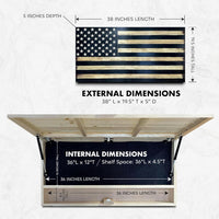 Large American Flag Gun Safe - Quick Access Hidden Gun Safe for Rifles, Shotguns, & Handguns - Gun Concealment Furniture with Magnetic Lock - Gun Self Hidden Storage (Black)