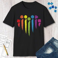 D&D Pride Shirt with Dice Rainbow
