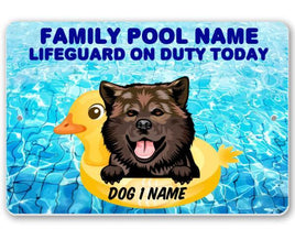 Personalized - Dogs in Pool - Metal Sign