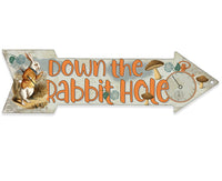 Down The Rabbit Hole - Directional Arrow - Metal Sign