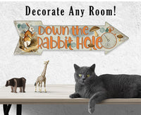 Down The Rabbit Hole - Directional Arrow - Metal Sign