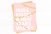 Hugs Kisses and New Year's Wishes Season's Greetings Card