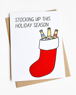 Stocking Up Funny Holiday Card Beer Lover Christmas Card