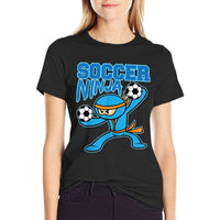 Soccer Ninja Player Cute Football Lovers Funny Gift  Ribbed Collar T-Shirt