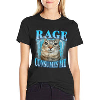 Rage Consumes Me Funny Silly Staring Cat Meme Women Men  Moisture-wicking T-Shirt