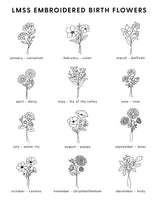 Embroidered PIGMENT Crewneck - 4 Birth Flower w/ White Thread (center)