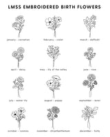 Embroidered Comfort Colors Tee - 5 Birth Flower w/ White Thread (center)