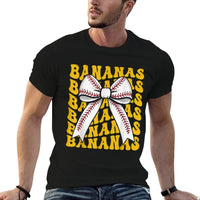 Retro Bananas Last Name Coquette Bow Women Kids Girls  Rolled Sleeves T-Shirt