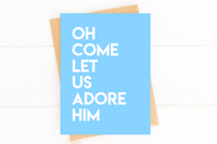 Oh Come Let Us Adore Him Modern Religious Christmas Card
