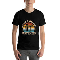 Retro Barkeeper Motiv Worlds Okayest Bartender  Summer-ready Fabric T-Shirt