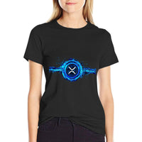 Ripple XRP New Logo Magic Crypto Currency Digital Coin  Ribbed Collar T-Shirt