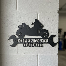 Custom Metal Wall Art - Personalized Motorbike Shop Name Sign