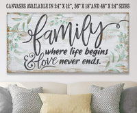 Family Where Life Begins - Canvas