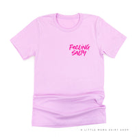 FEELING SALTY POCKET DESIGN FRONT / OCEAN SUNSET BACK- Unisex Tee