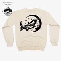 Fishing Compass - Fishing Scene (pf&b) - BASIC Fleece