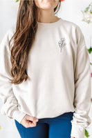 Embroidered/Printed PIGMENT Crewneck (pf&b) - Flowers / Still Growing