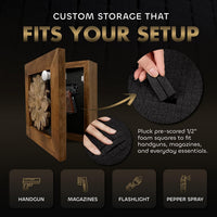 Wild Flower Hidden Gun Storage Wall Decor - Handcrafted Gun Concealment Furniture - Quick Access Handgun Safe with Magnetic Lock - Secure Hidden Wall Safe - USA Made (Black)