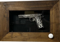 Wall Mounted Pistol Display Case - Handcrafted Gun Cabinet with Magnetic Lock for Secure Storage - Quick Access Gun Display Case with Mount & Customizable Foam Inserts - Made in USA