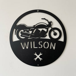Custom Metal Wall Art - Personalized Biker Monogram Sign