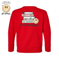 Go Away... Pocket Design on Front w/ I’m Reading. Full Design on Back - Child Sweater