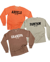 "(Choose Your Grandpa Name) - Est. (Select Your Year)" - Long Sleeve Comfort Colors Tee
