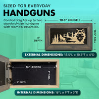 Midnight Wolf Hidden Gun Safe Concealed Furniture, Handcrafted Gun Concealment Decor, Hidden Gun Shelf with Magnetic Lock, Quick Access, Hidden Wall Safe for Secure Storage