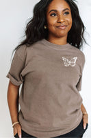Embroidered/Printed Comfort Colors Tee (pf&b) - Floral Butterfly / Growth Takes Time