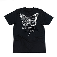 Embroidered/Printed Comfort Colors Tee (pf&b) - Floral Butterfly / Growth Takes Time