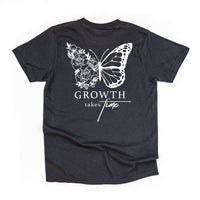 Embroidered/Printed Comfort Colors Tee (pf&b) - Floral Butterfly / Growth Takes Time