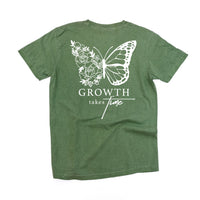 Embroidered/Printed Comfort Colors Tee (pf&b) - Floral Butterfly / Growth Takes Time