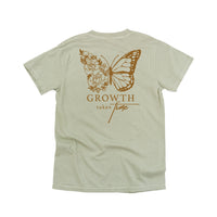 Embroidered/Printed Comfort Colors Tee (pf&b) - Floral Butterfly / Growth Takes Time