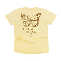 Embroidered/Printed Comfort Colors Tee (pf&b) - Floral Butterfly / Growth Takes Time