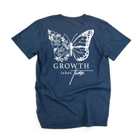 Embroidered/Printed Comfort Colors Tee (pf&b) - Floral Butterfly / Growth Takes Time