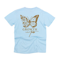 Embroidered/Printed Comfort Colors Tee (pf&b) - Floral Butterfly / Growth Takes Time