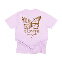 Embroidered/Printed Comfort Colors Tee (pf&b) - Floral Butterfly / Growth Takes Time