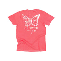 Embroidered/Printed Comfort Colors Tee (pf&b) - Floral Butterfly / Growth Takes Time